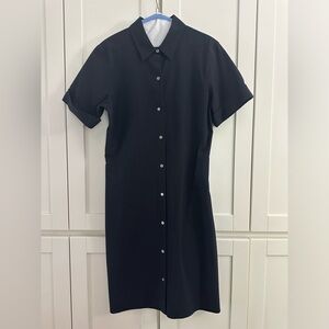 Theory navy blue seer dress with belt